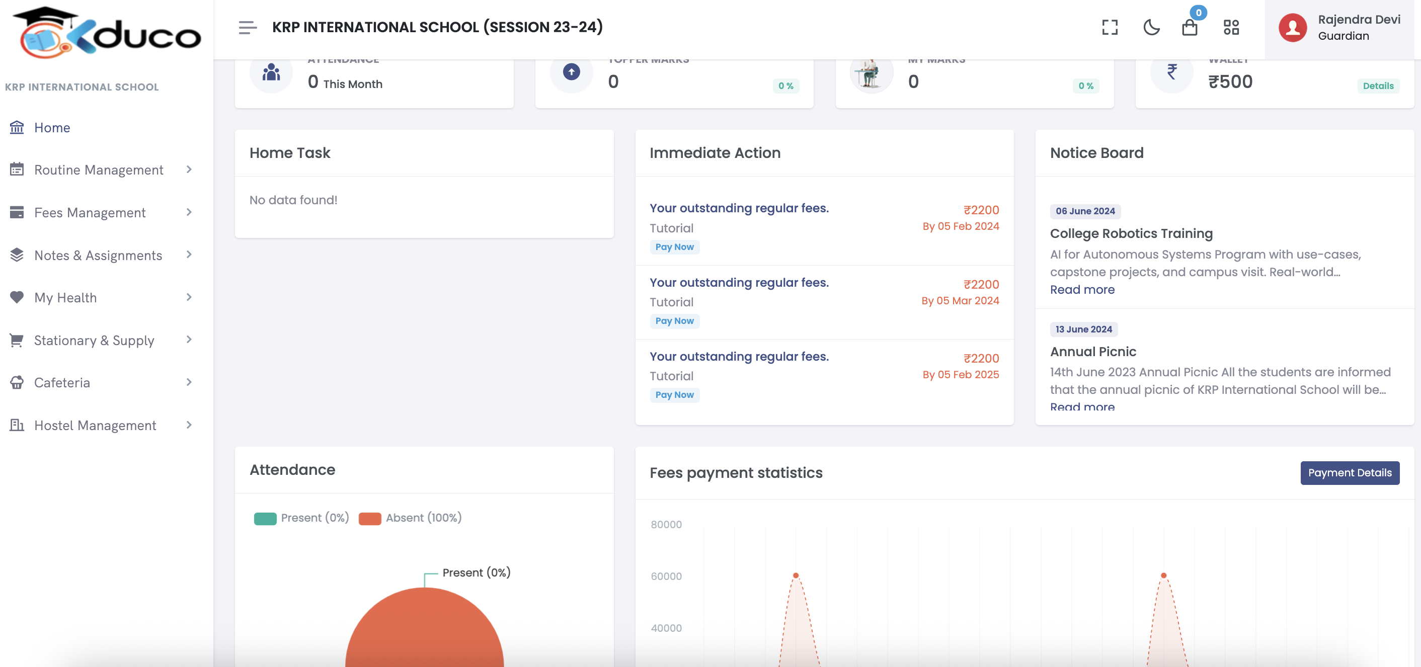 School ERP Dashboard